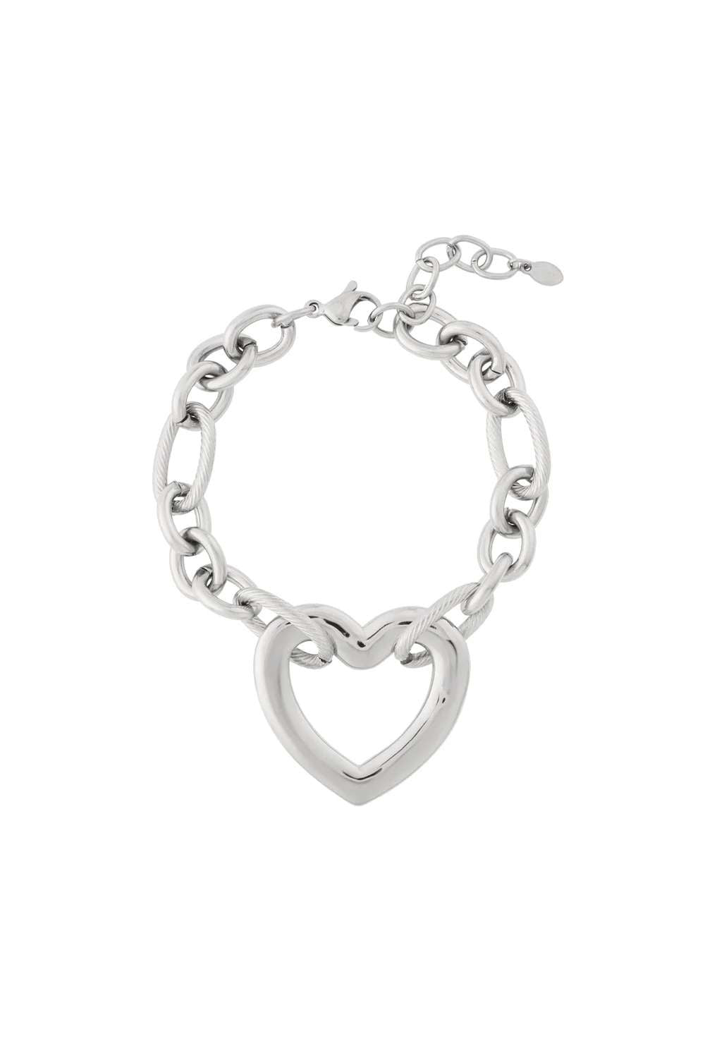 Bold heart chain armband | Zilver