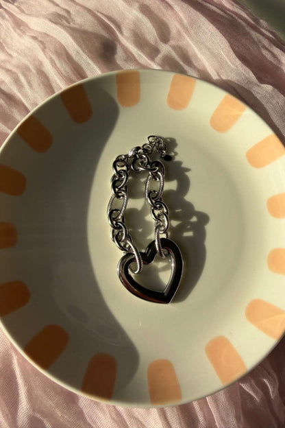 Bold heart chain armband | Zilver