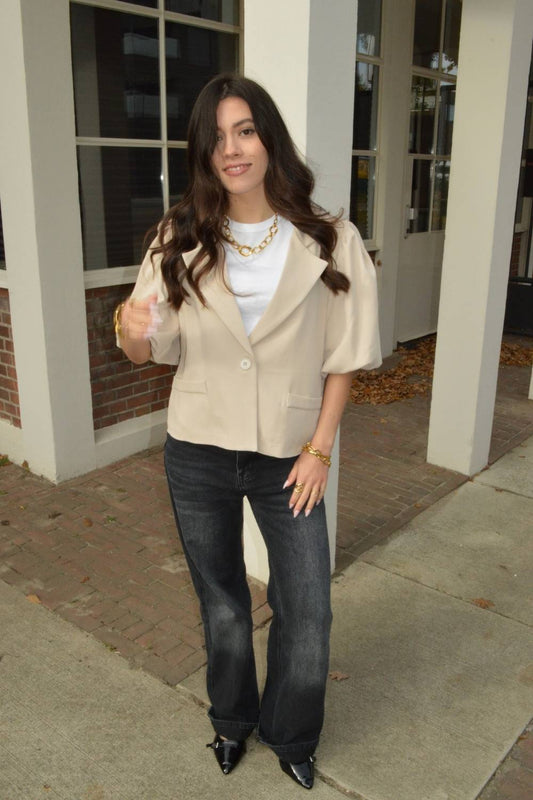 The Office Look Korte Blazer | Beige