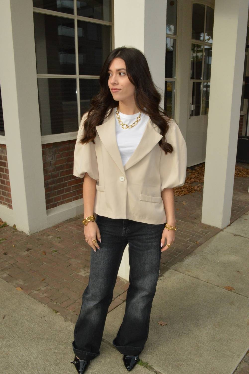 The Office Look Korte Blazer | Beige