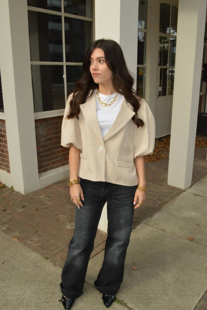 The Office Look Korte Blazer | Beige