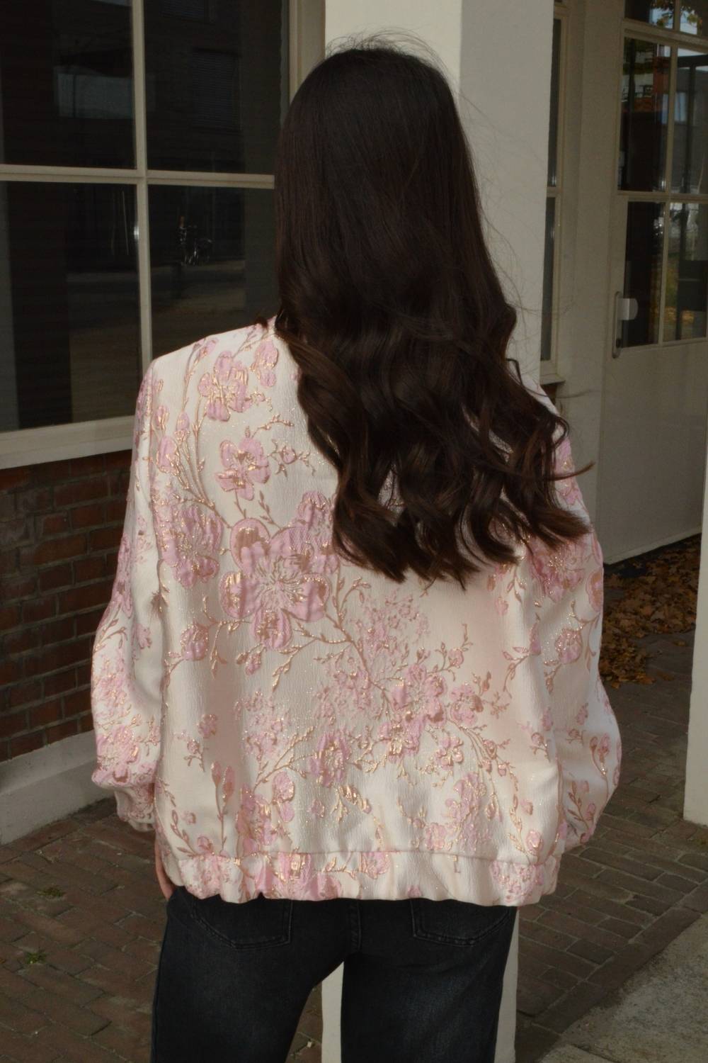 Floral Glow Bomber Jacket | Roze