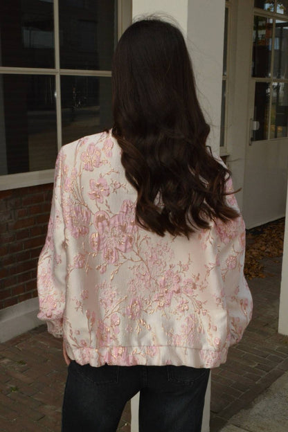 Floral Glow Bomber Jacket | Roze