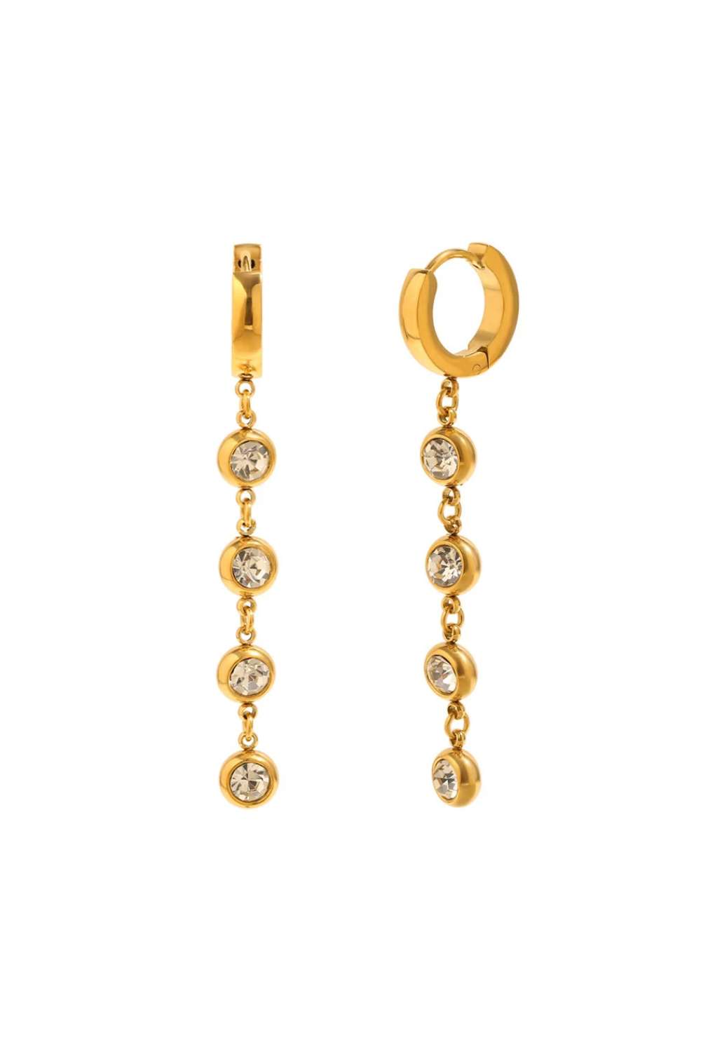 Sparkle drop oorbellen | Goud