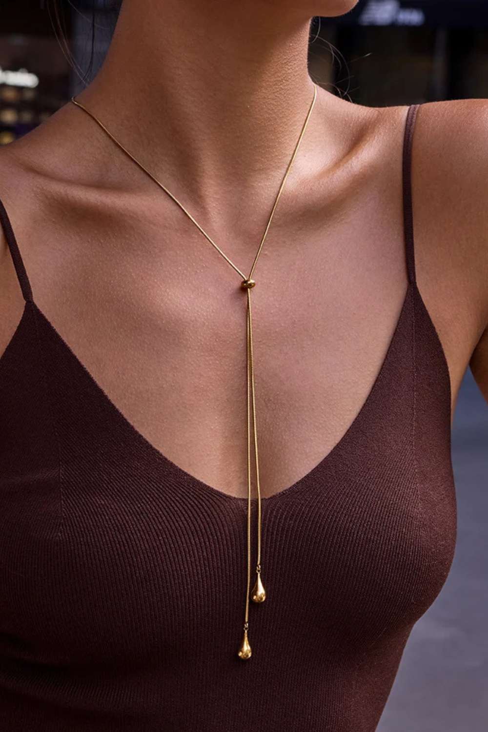 Verstelbare drop ketting | Goud