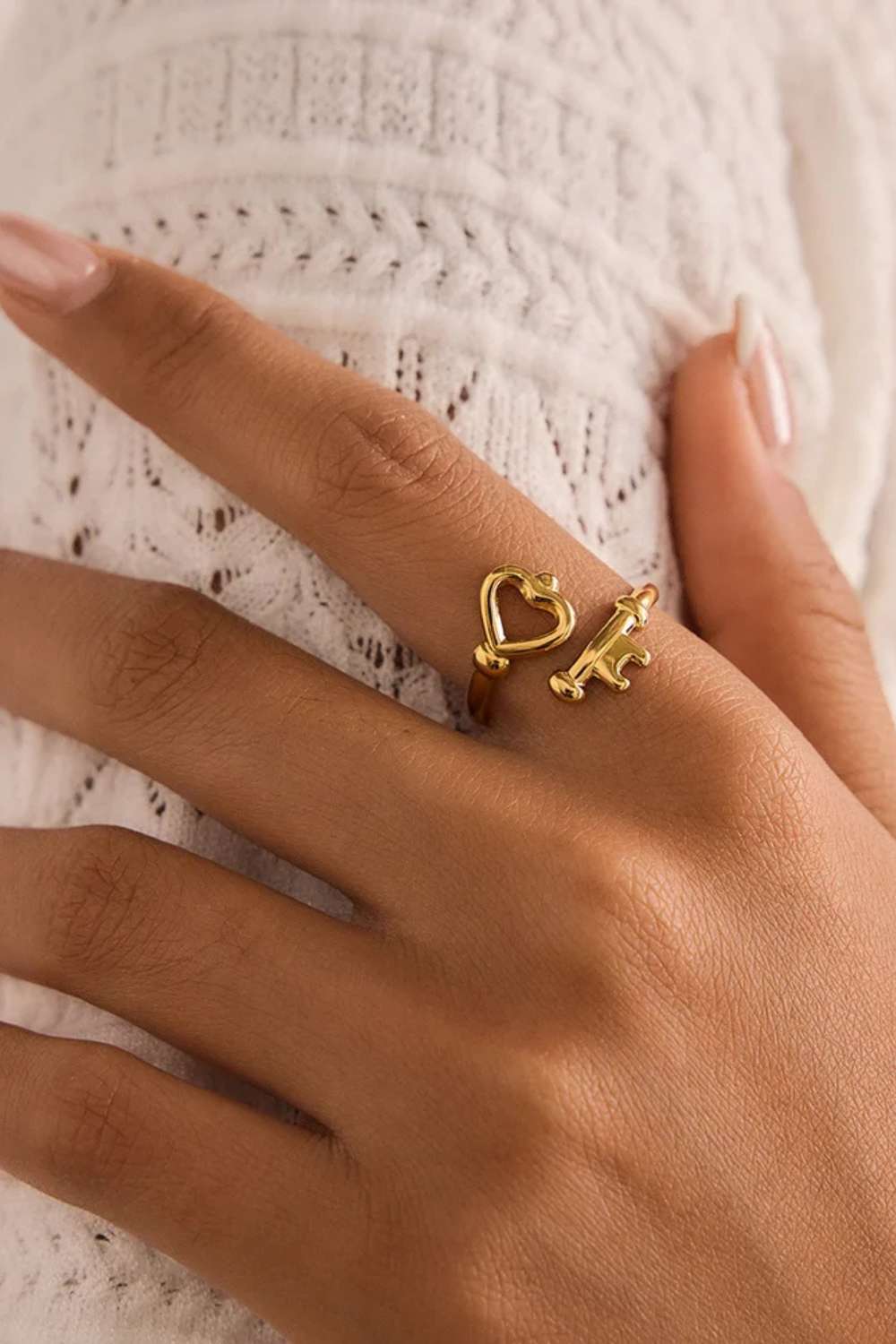 Heart & key ring | Goud