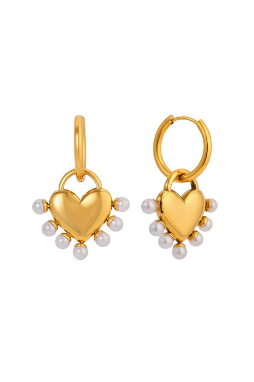 Pearly heart oorbellen