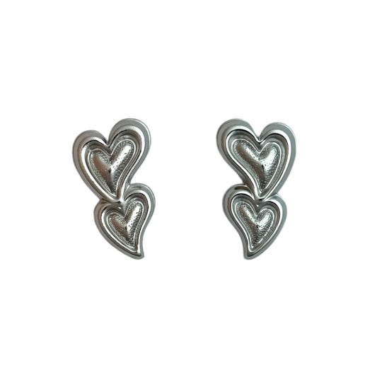 Dubbel love harten oorbellen | Zilver
