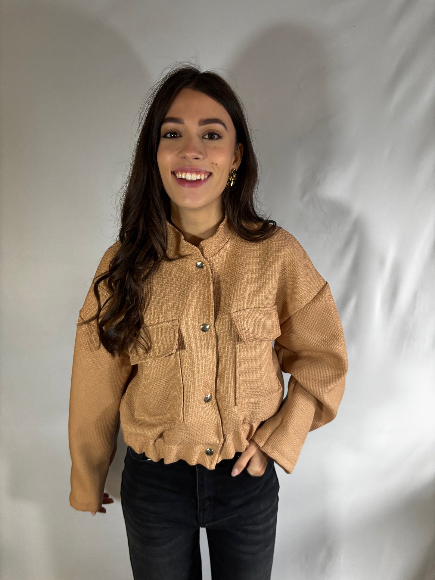 Layla | Camel Jasje met Drukknopen