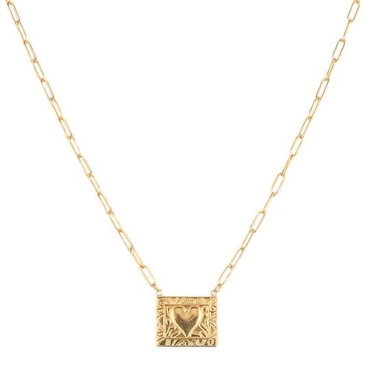 schakelketting met zegel harten bedel | Goud