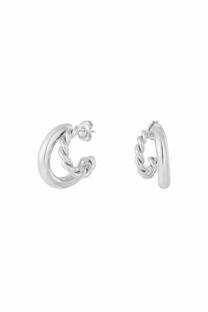 Stainless steel zilveren dubbele oorbel - By-Yaar